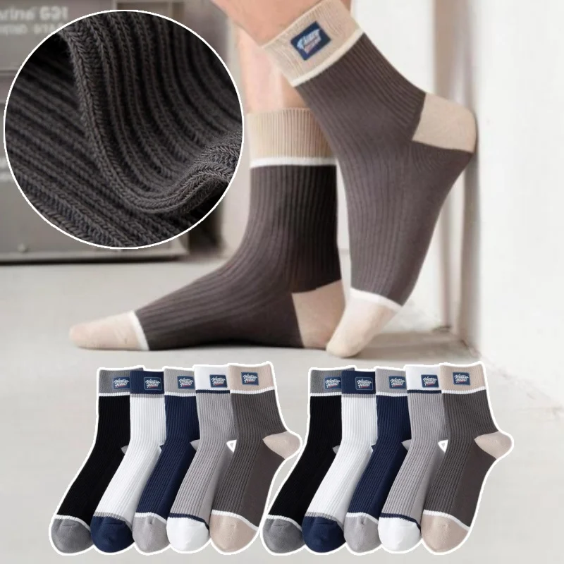 

Мужские спортивные носки, впитывающие влагу, носки среднего экипажа, быстросохнущие спортивные носки для тренировок по бегу, повседневные носки с буквенным принтом, осень-зима