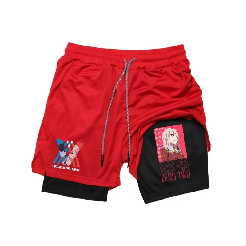 صفر اثنين طباعة 2 في 1 تشغيل تجريب السراويل الرجال الصالة الرياضية أداء ضغط السراويل مع جيب للهاتف منشفة رياضية أكتيفيوير