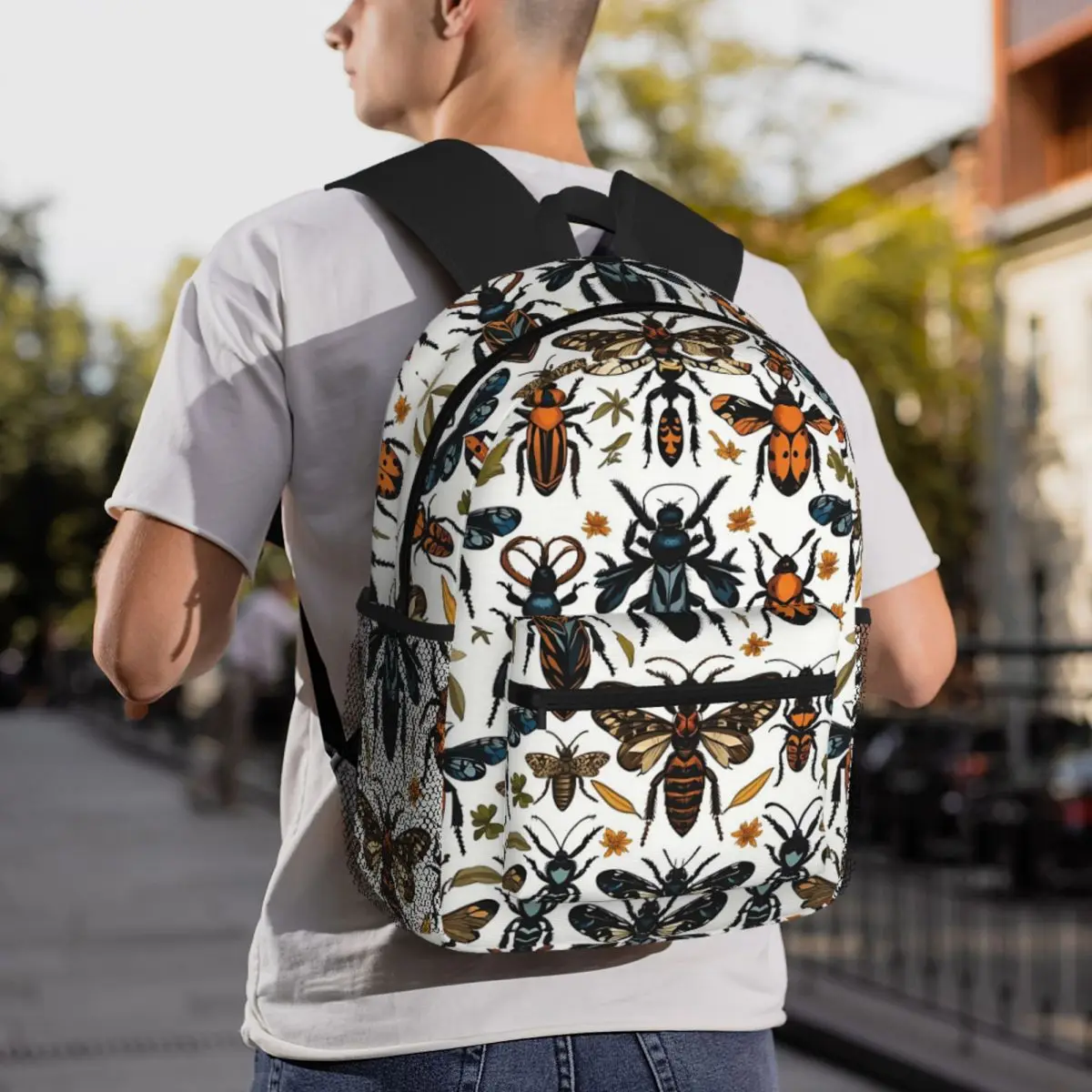 Vintage Beetle And Bug Insect Pattern Backpack Daypack Large Capacity Kids BookBag School Bag Shoulder Bags for Men Women