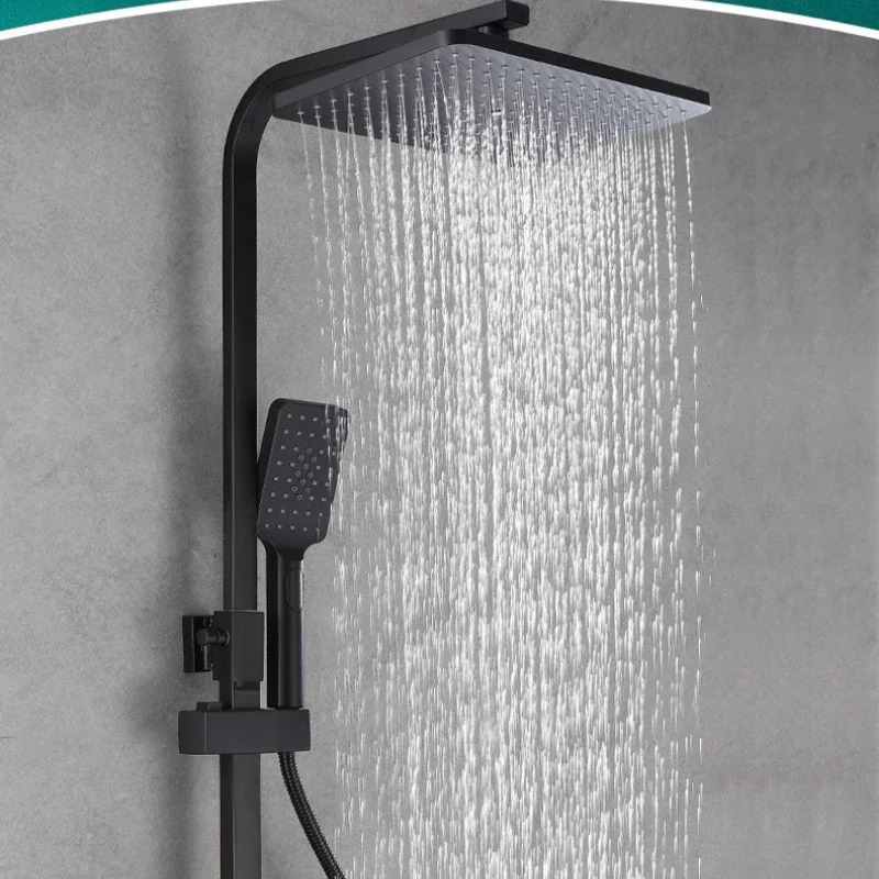 Brass Thermostatic Shower Faucet Digital Display Bathroom Set Rainfall Shower Column System for Precise Temperature