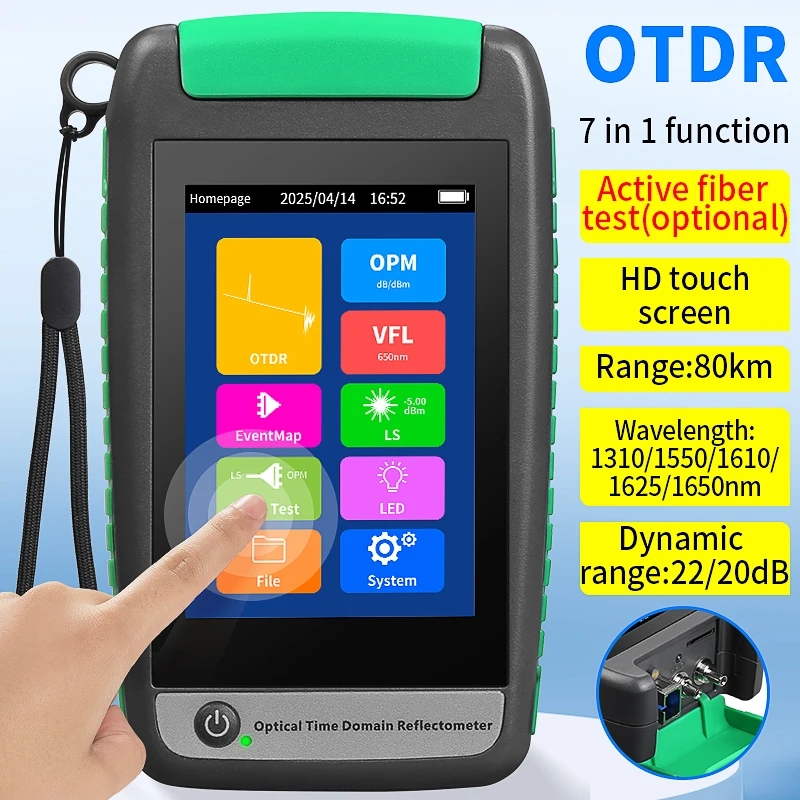 COMPTYCO 80KM 미니 OTDR 광섬유 테스터 터치스크린 다기능 광시간 영역 반사계 내장 OPM VFL LED