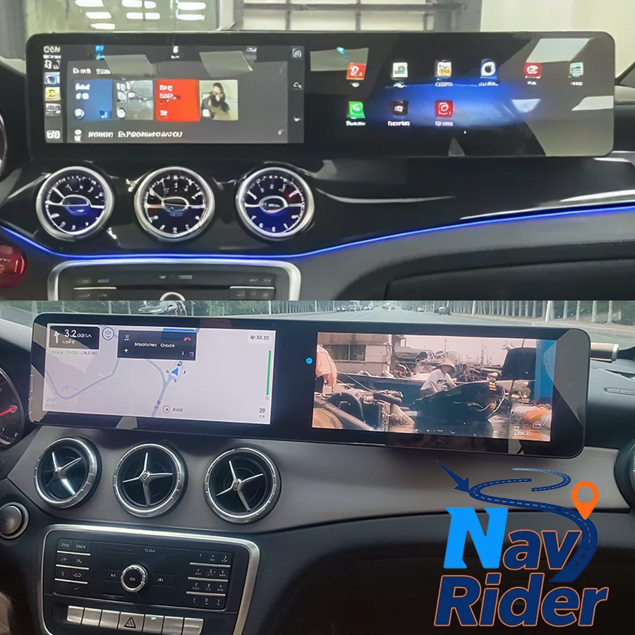24.6“ Dual Screen Android For Mercedes Benz A Class CLA GLA W176 C117 X156 W463 W246 Stereo Carplay GPS Multimedia Video Player