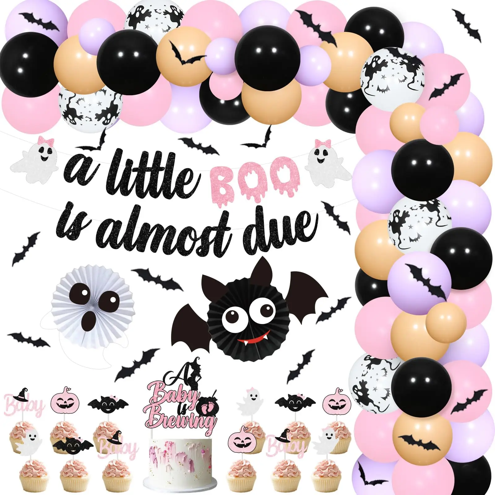 

Украшения для детского душа на Хэллоуин для девочки, Little Boo имеет почти Due, баннер, гирлянда из воздушных шаров, комплект арки