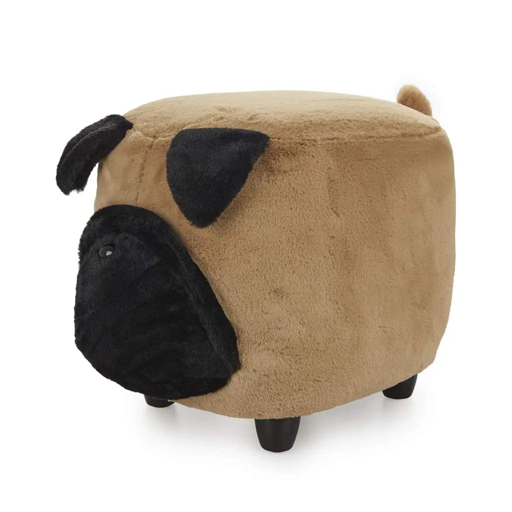 Silky Wooden Legs Brown Dog Footstool Pug Shape Pet Furniture Home Decor, Customized