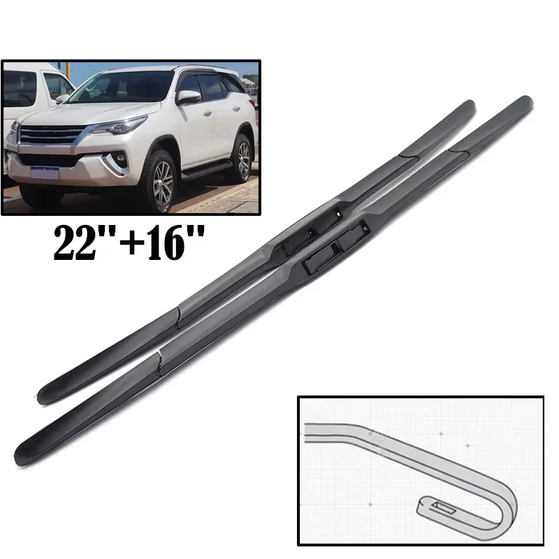 

Wiper Front Hybrid Wiper Blades For Toyota Fortuner AN150 AN160 2015 - 2023 Windshield Windscreen Window Brushes 22"+16"