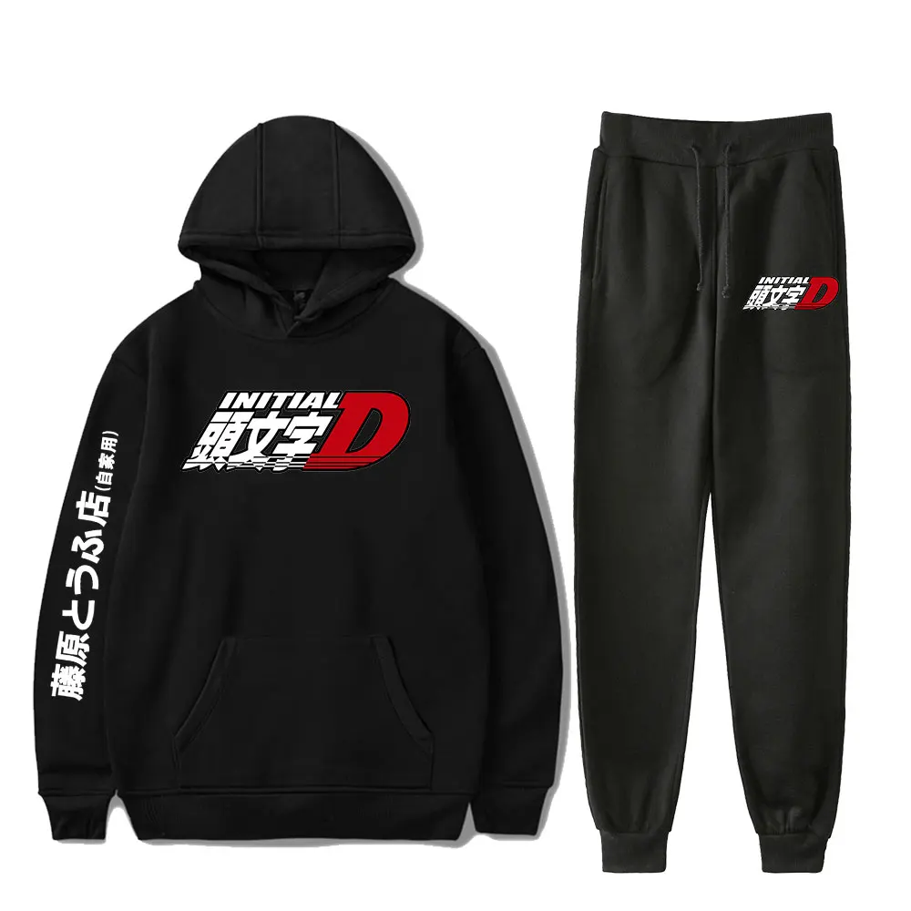 Initial D Fujiwara Tofu Shop Vintage 90s PULLOVER Merch Hoodies Set Sports Women Fashion Hoodie Pants Two-Piece Pullover Men