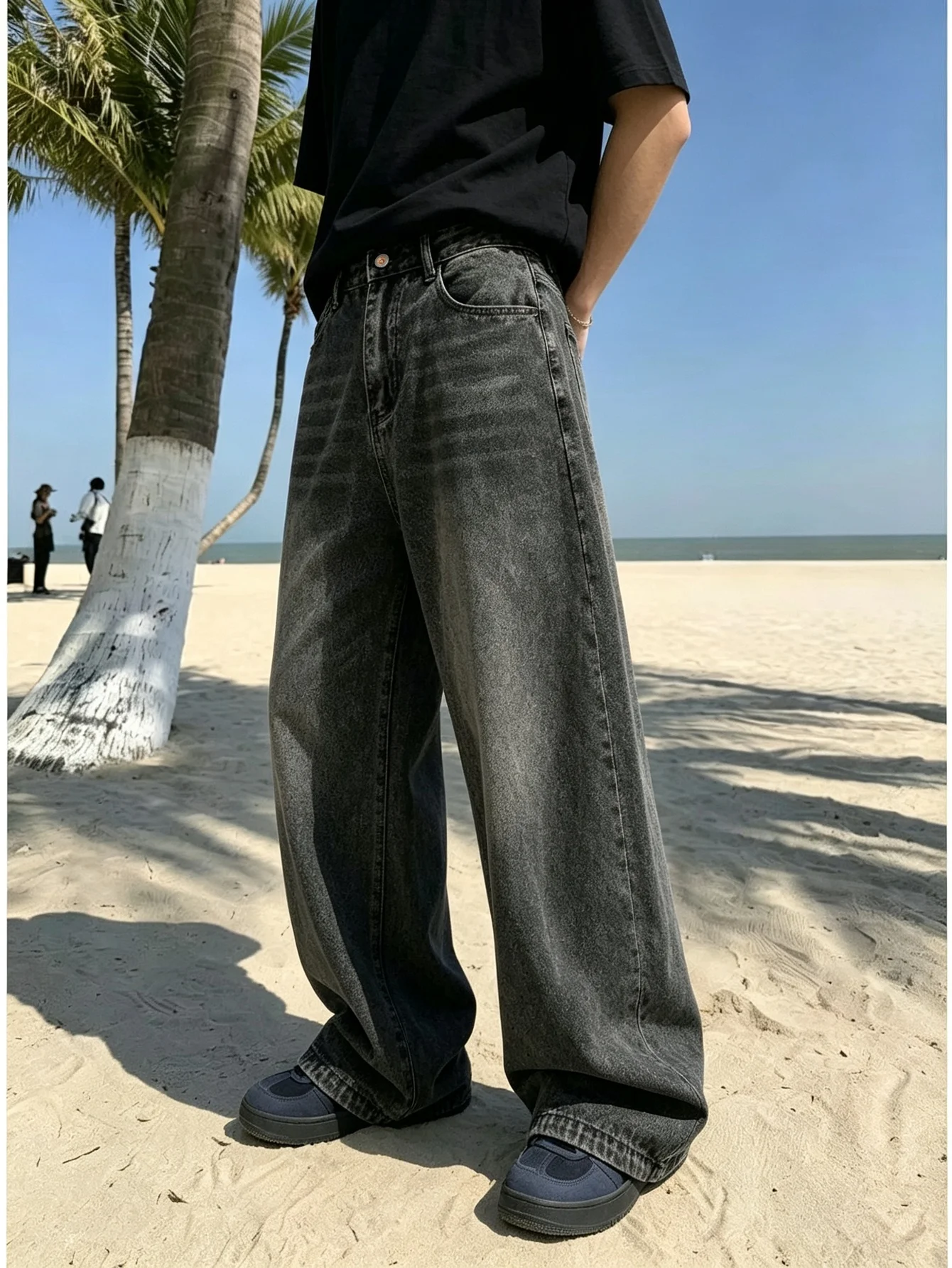 Men American Street Style Y2K Denim Jeans Trendy Daily Pants Gift for Husband or Boyfriend