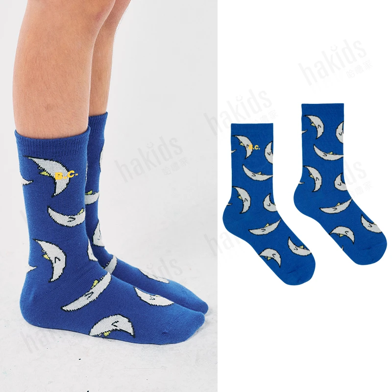 Kids Socks BC Brand 2024 New Autumn Toddler Girls Clothes baby Cartoon print Knee High Socks Boys cotton Tube Socks Bebe Design