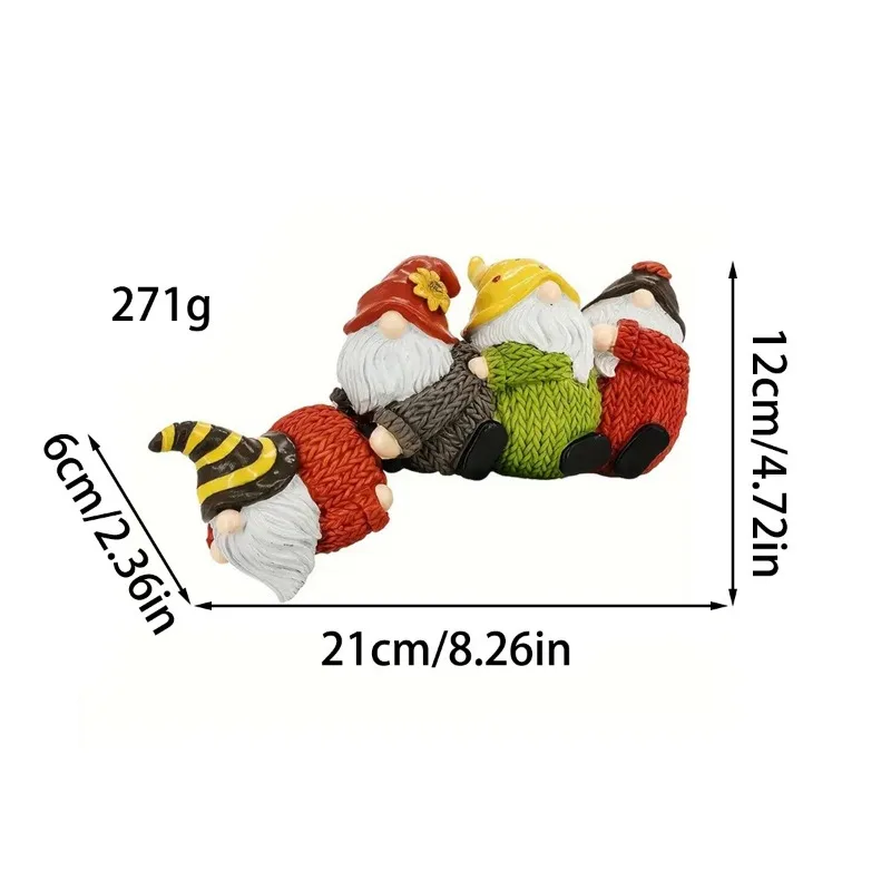 Stacked Snuggling Faceless Gnomes Table Edge Ornament Huddling Dwarf Resin Craft, Thanksgiving Table Decoration, Home Desk Decor