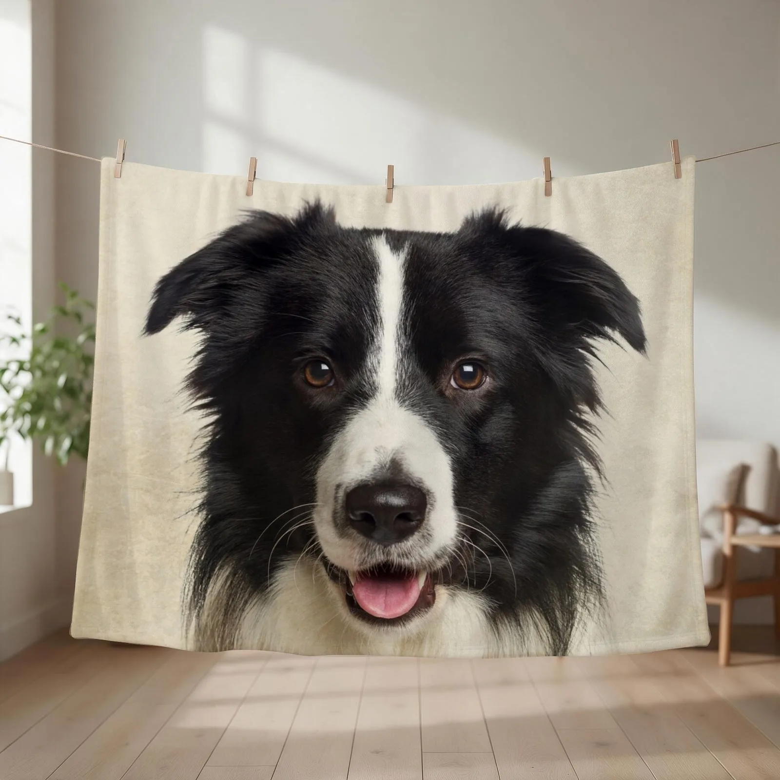 Border Collie Art, Domestic Dog, Animal Portrait Throw Blanket Quilt Blankets Sofas Of Decoration Kid'S Large Blankets