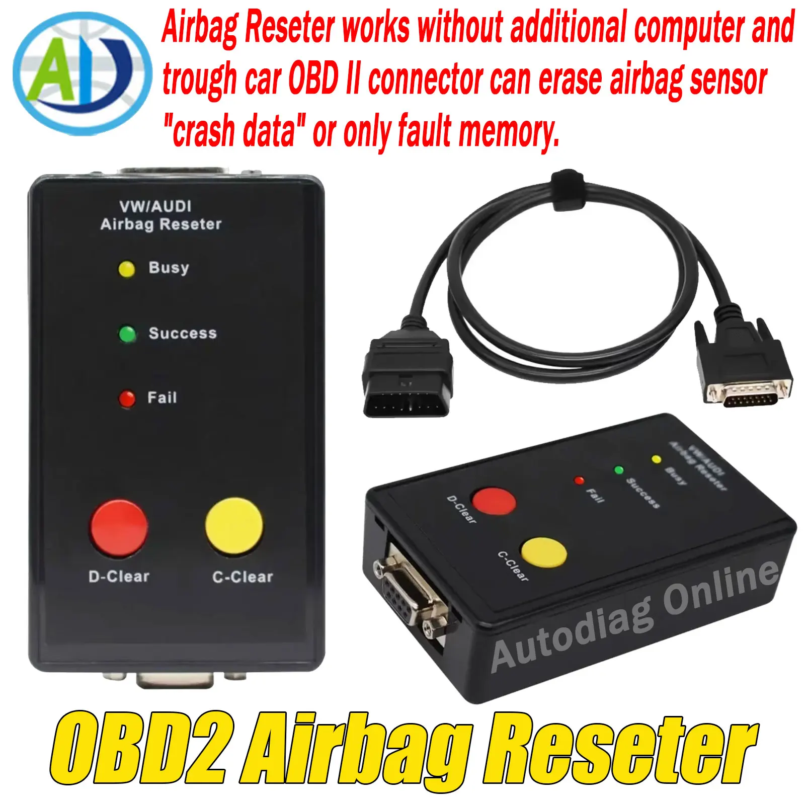 

Airbag Reseter For VW/VAG/Audi Cars Airbag Collision Data Reset Tool with Connector OBD2 Auto Air Bag Scan Tool For Volkswagen