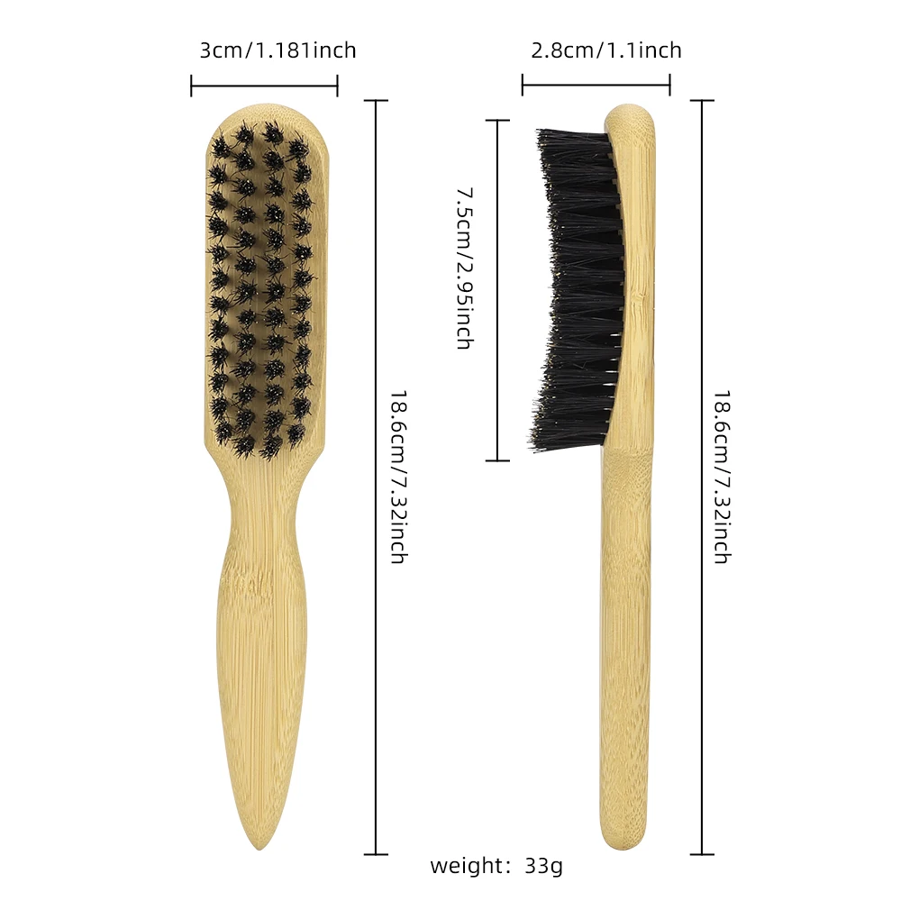 Cepillo plumero de pelo suave con mango de madera para salón de barbería, superficie curva, elimina el cabello del cuello, herramienta de peinado profesional, peine Retro