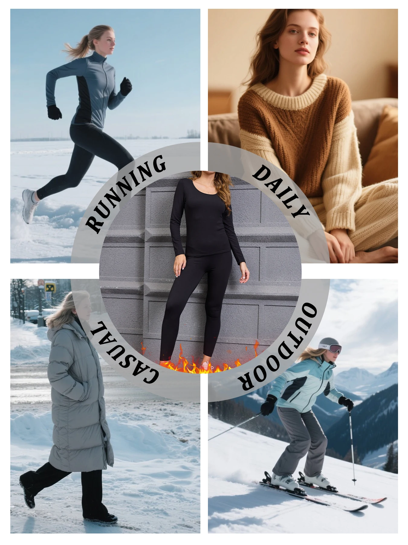 2 حزمة المرأة سوبر لينة الحراري الصوف الملابس الداخلية مجموعات الحرارية مجموعات المتسكعون الشتاء بيجامة مجموعات للطقس البارد