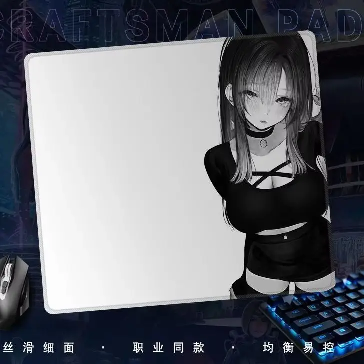 Japanese Anime Girl Y2K Sexy GlassGamingMousePadSmoothFrostedSurfaceDeskMatTemperedUpgradeFPSOfficeMousepadEsports
