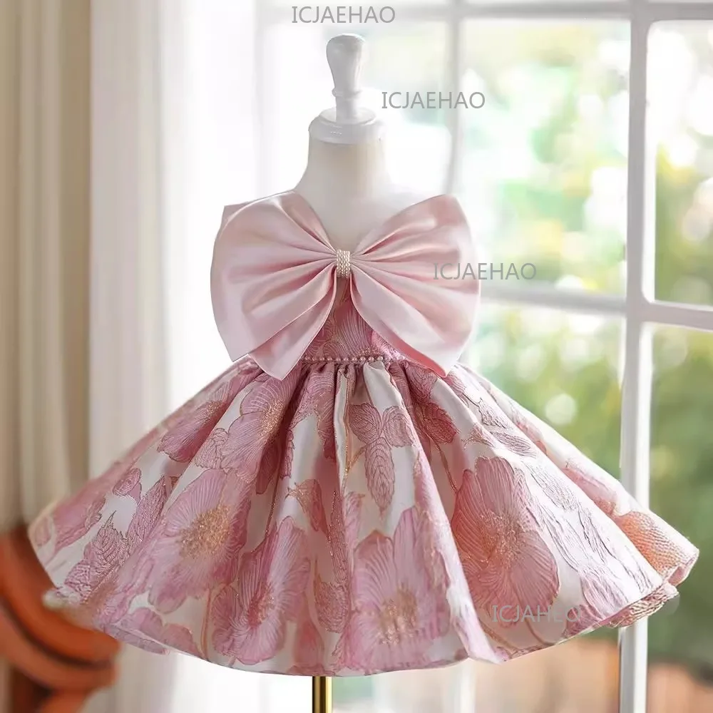 Luxury Girls Princess Formal Little Girl Birthday Evening Party Dress Children Gown Kids Host Dress Piano Performance Costume