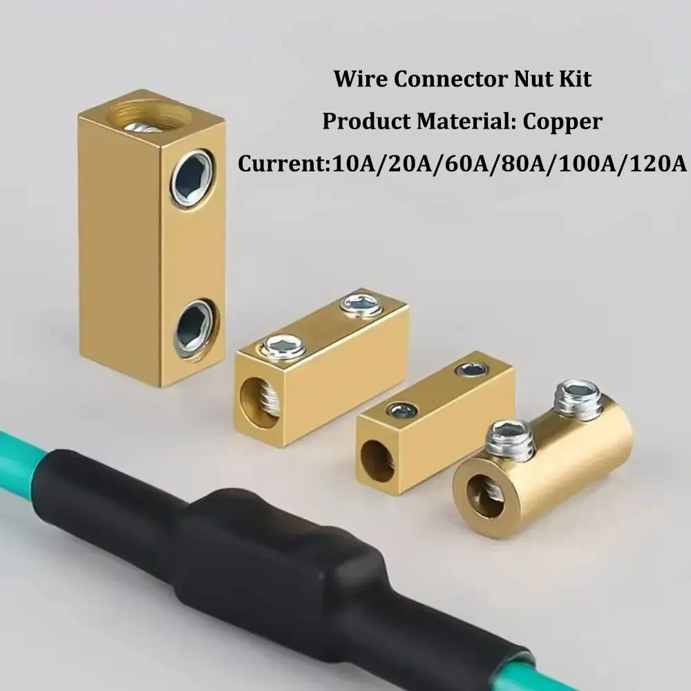 10/20/60A Brass Terminal Block with Heat Shrink Tubing High Power Electrical Wire Connector High Current Non Pressurized