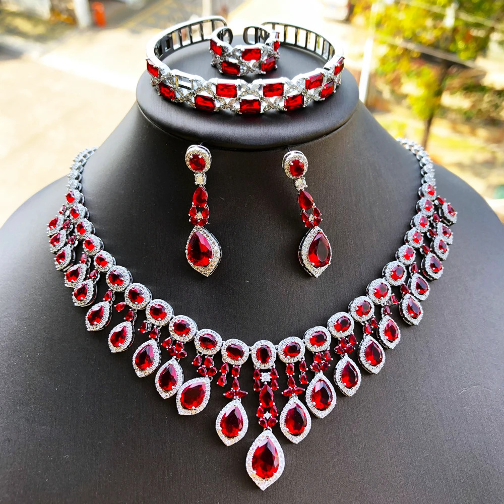 

GODKI Luxury SAUDI ARABIA HIGH Jewelry Sets For Women Wedding Necklace Earring Set Cubic Zircon Dubai Bridal jewelry Set 2024