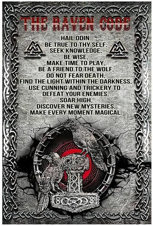 The Code of Raven Viking Aesthetic Room Wall Poster Fall Home Decor Coffee Bar Man Cave Diner Garage Metal Tin Sign -aluminum si