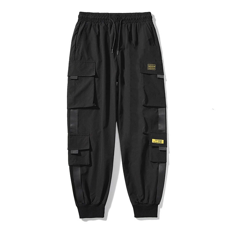 Men Patchwork Classic Cargo Pants Lightweight Hip Hop Sweatpants Jogger Fashion Elastic Waist Casual Trousers Pockets Streetwear