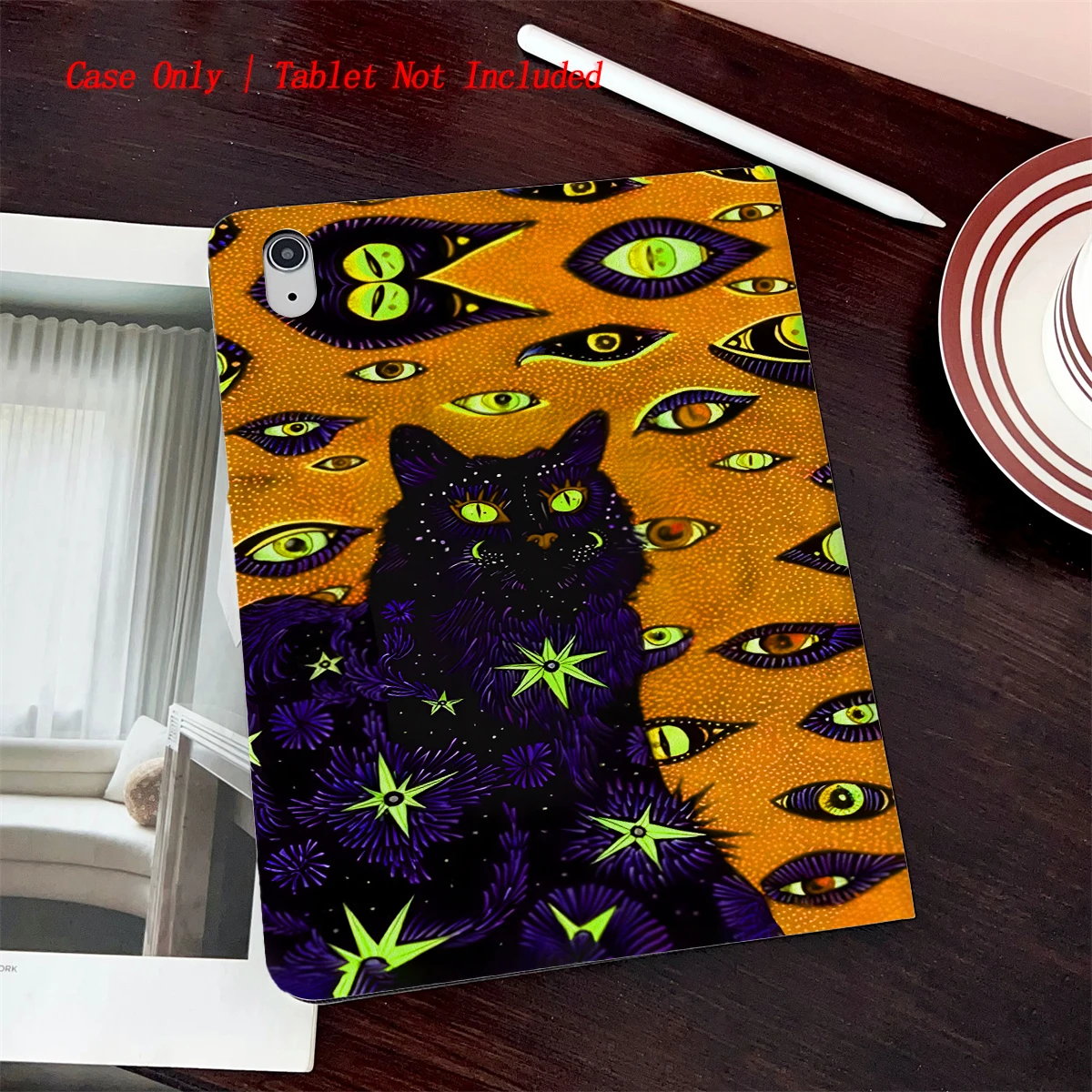 

8 Fresh Style Printed iPad Case, 360° Rotating Stand & Pen Slot,Book Style, Auto Sleep/Wake, Compatible with Various Apple iPads