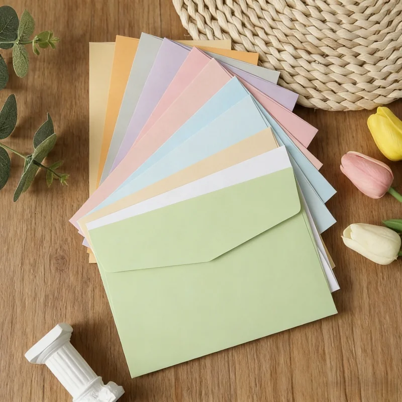 32pcs 130g Colored Envelopes Jeju Color Gum Paper Pastel Morandi Solid Blank Western Envelopes for Greeting Cards Invitations