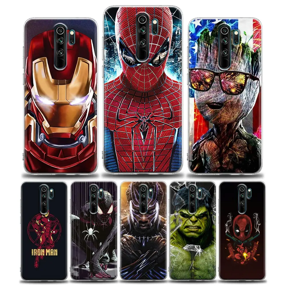 Marvel Superheroes Posters Clear Phone Case For Xiaomi Redmi Note 8Pro 11 10 9 8 Pro 7 8A 10S 11 K40 Pro 5G Soft TPU Cover Coque