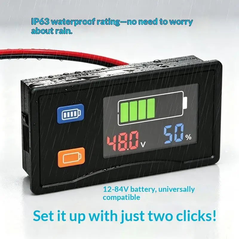 DC 9-120V Digital Voltmeter Battery Level Indicator USB Type C 30W Output Voltage Tester Power Meter Car Capacity Monitor