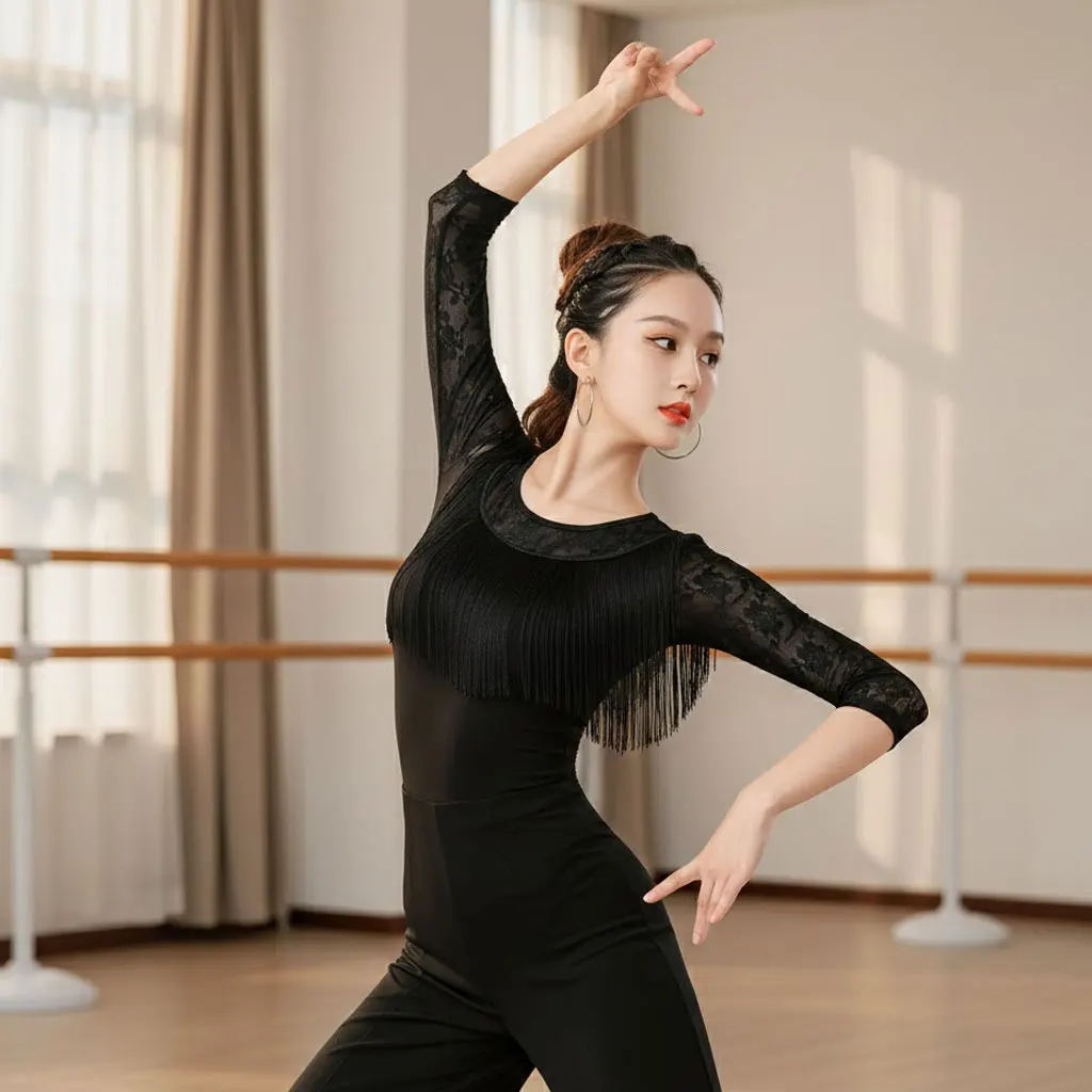 

Топ для латиноамериканских танцев для взрослых женщин, одежда для квадро-танцев, топ с бахромой для современных танцев, для занятий джиттербугом