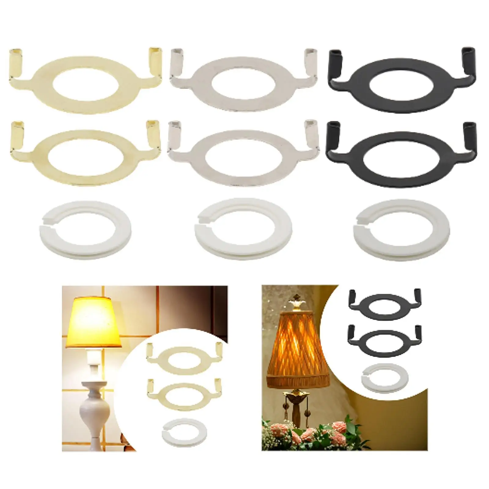 2x E27 Socket Lamp Harp Saddle Adapter High Performance Easy to Install Replacement with 1 Piece E14 Lamp Shade Reducing Ring