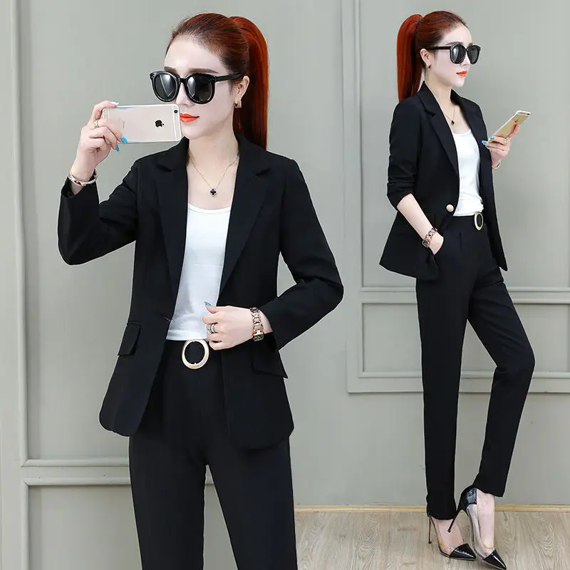 2024 Summer New Unlined Thin Jacket Blazers Pants Two-piece Elegant Women\'s Suit Set Office Business Pants Set