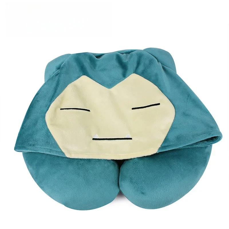 Pokemon U Shape with Hat Soft Travel Pillow Snorlax Sleeping Airplane Pillow Fashion Creative Male Female Massage Neck Pillow