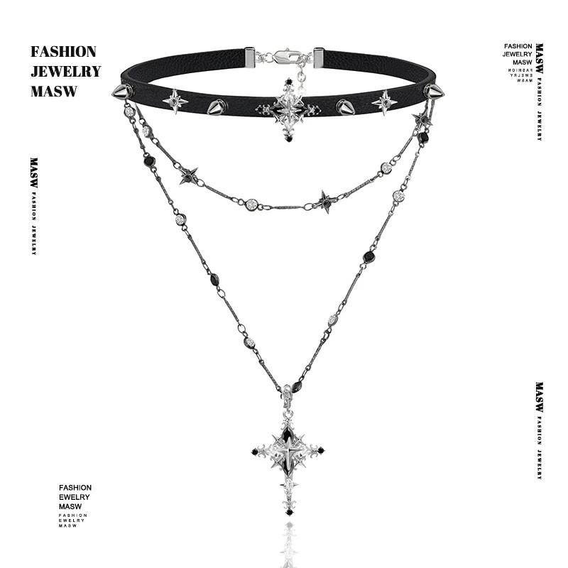 

MASW Original Design Hot Sale Popular Delicate Multi layer necklace For Women 2025 Trend New Cool Delicate Modern Jewelry