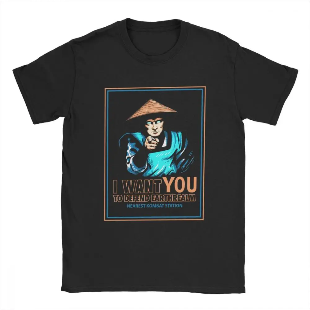 Men's Tshirt Raiden I Want You For Mortal Kombat Tees 11 Fighting Game T Shirt Awesome Cotton Clothing Best Gift T-Shirts