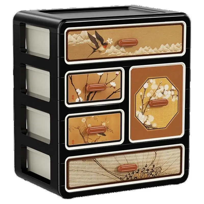 Elegant Desktop Cosmetic Storage Box Bedroom Living Room Drawer Type Makeup Desk Organizer Luxury Plastic Cubic Box