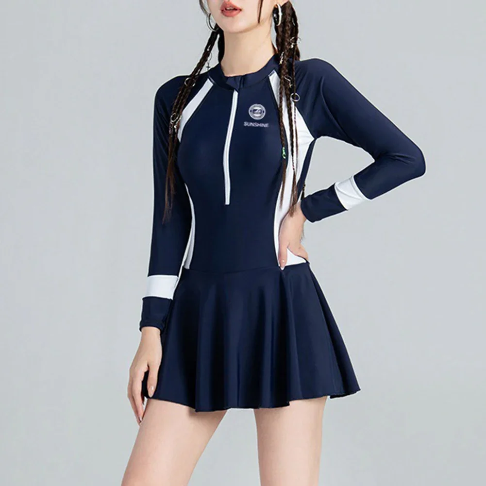 

Women Swimsuit Dress Tummy Control Slim Fit Beachwear Breathable High Elastic Sports Swimwear Summer