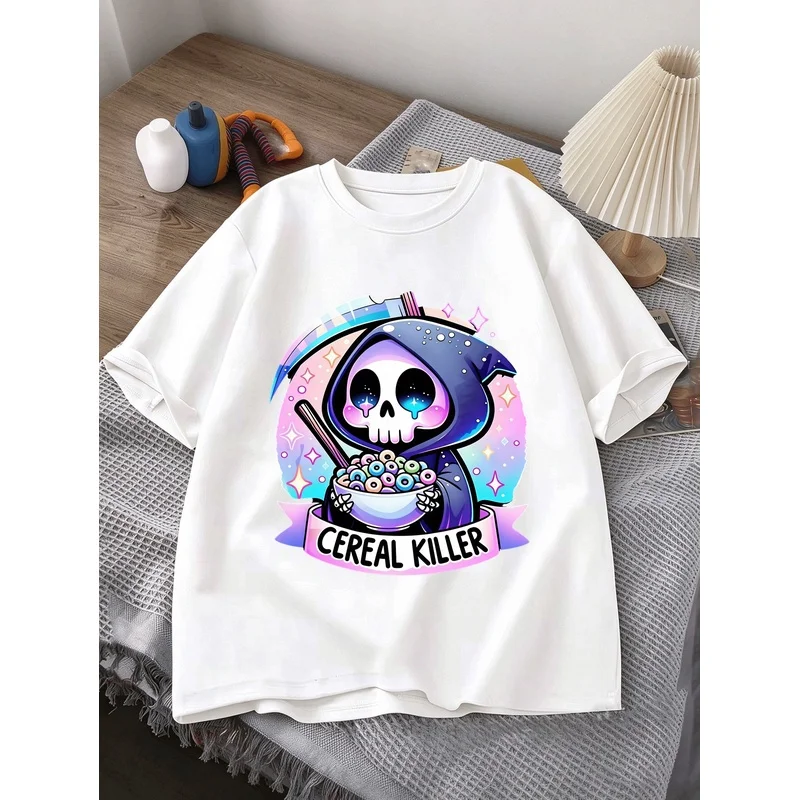 Men'S Fashion Printed T-Shirt Men'S Cereal Killer Graphic Top Summer Casual Short-Sleeve T-Shirt Suitable for everyday wear
