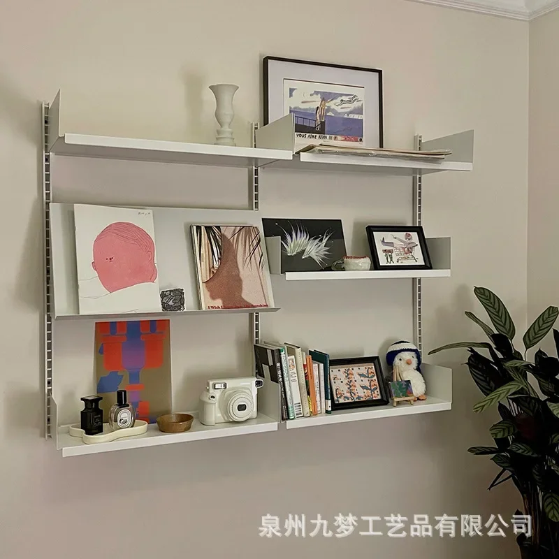 Wall shelf metal wall mounted storage track shelf wrought iron partition system display rack