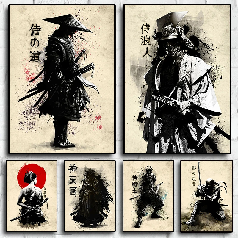 DIY Painting By Numbers Japanese Anime 80s Retro Samurai Oil Painting Handmade Wall Art Bedroom Kids Room Home Decor