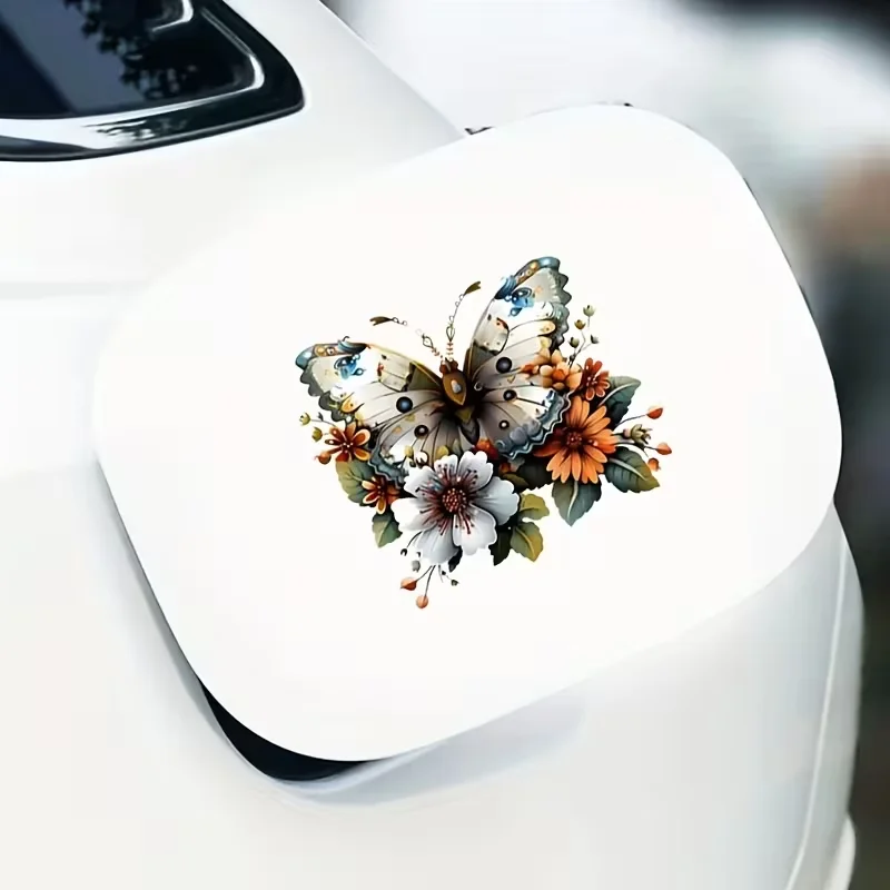 A Stunning 6-Inch Vinyl Sticker Featuring Butterflies And Flowers, Perfect for Decorating Cars, Laptops, Bottles, Trucks, Phones