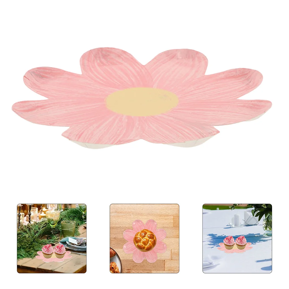 

50 Pcs Paper Plates Colorful Flower Birthday Dessert Daisy Party Supplies Pink