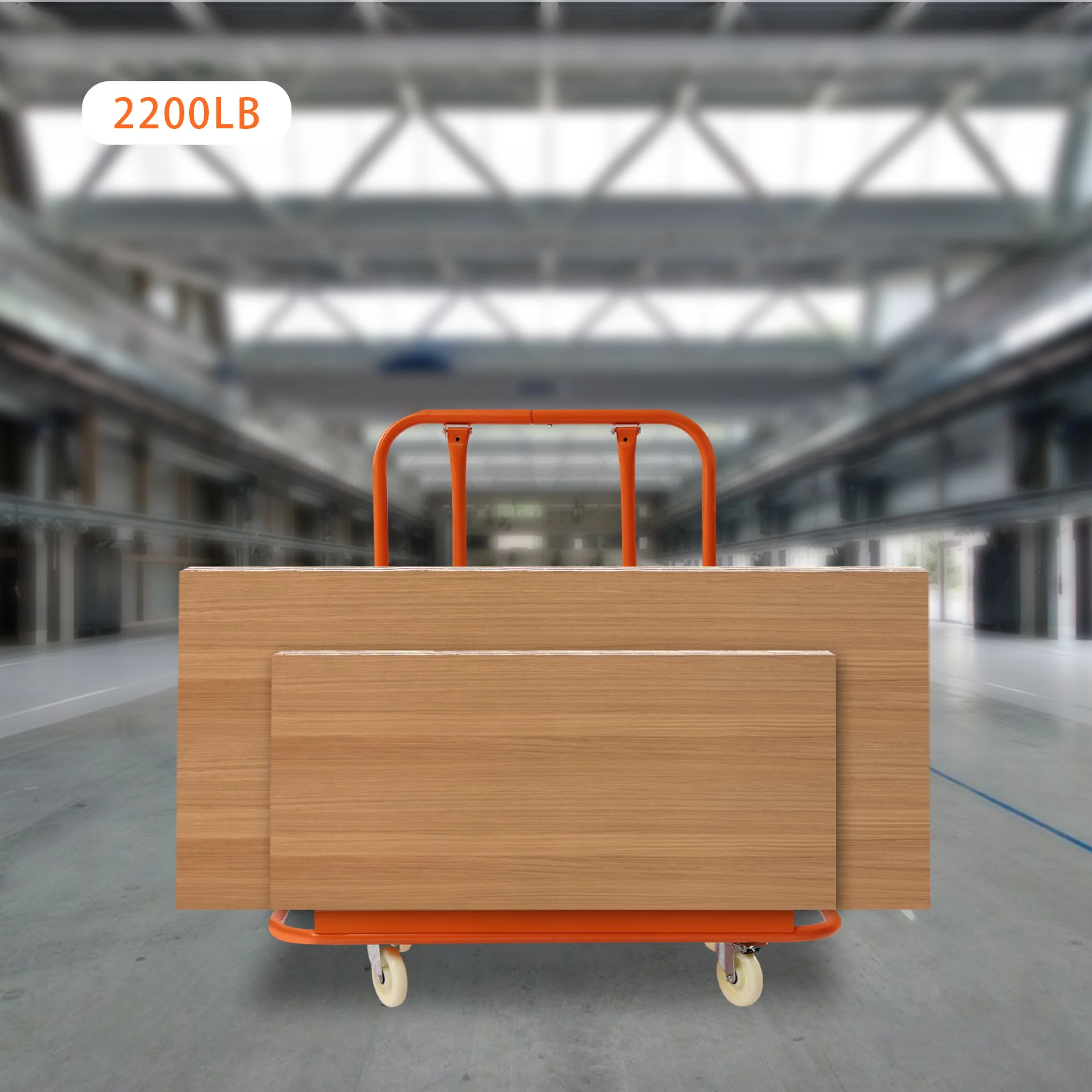 عربة الحوائط الجافة شديدة التحمل بسعة 2200 رطل، دوللي ذات 4 عجلات مع فرامل للتعامل مع لوحة صفائح الألواح