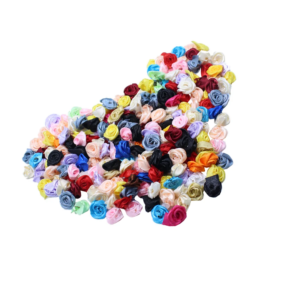 150 Pcs Artificial Rose Flower Material Bride Wedding Decor DIY Headdress Ornament Ribbon Flowers