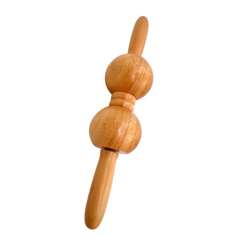 

Деревянный роликовый массажер из массива дерева, массажный молоток для спины и ног, двойной массажный шарик, катящийся позвоночник