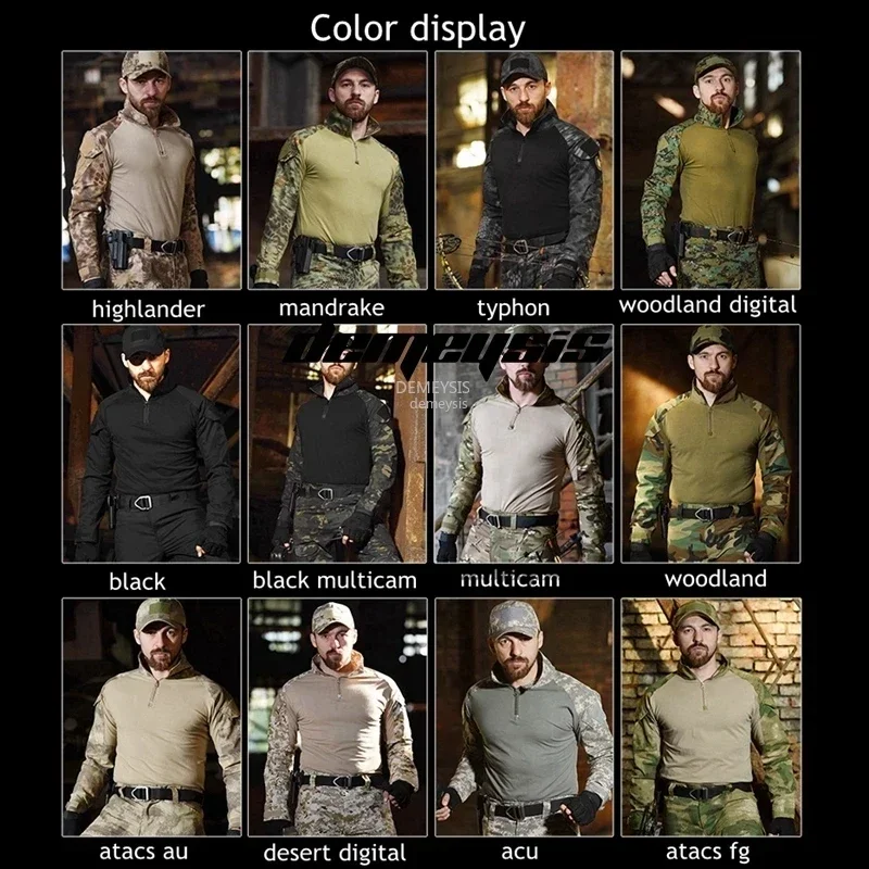 Woodland Camouflage Uniform Tactical Combat Suit Airsoft War Game Clothing Shirt + Pants Elbow Knee Pads