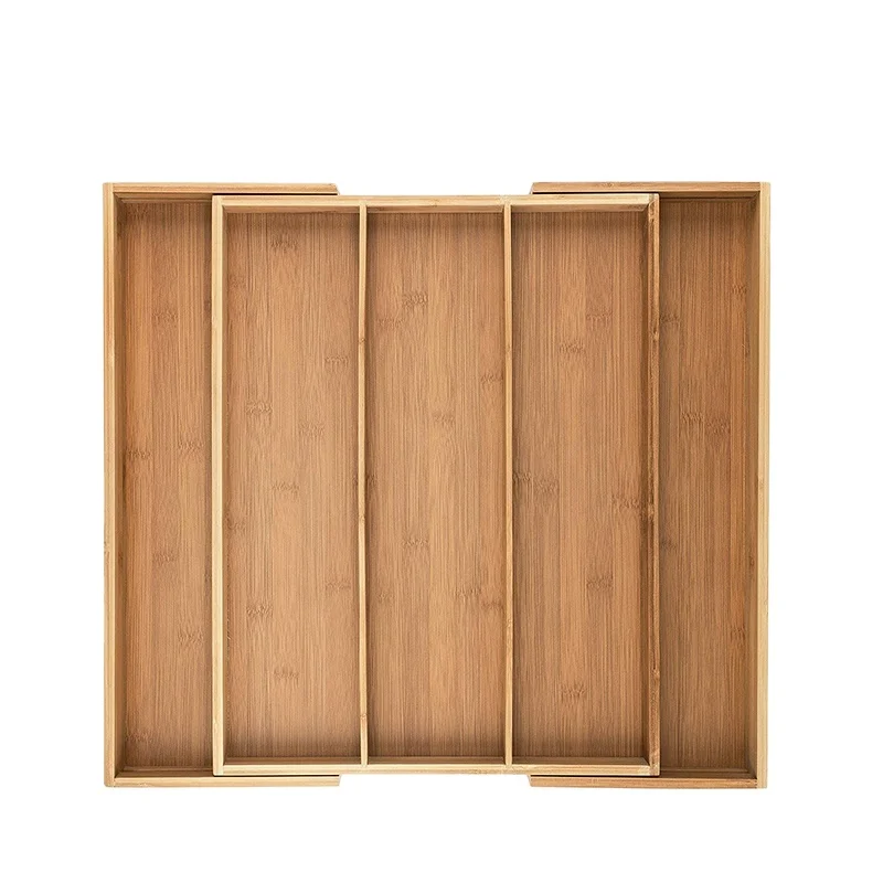 Bamboo Expandable Cutlery Organizer Tray Silverware Holder and Utensil Drawer for Kitchen Jewelry Storage Tableware Organizer