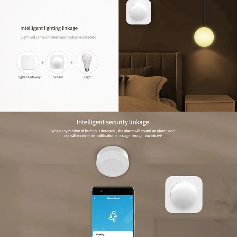 Zigbee 3.0 PIR Motion Sensor,Infrared Human Body Detector,Smart Control Via Ewelink Zigbee Bridge For Alexa Google Home-A22K