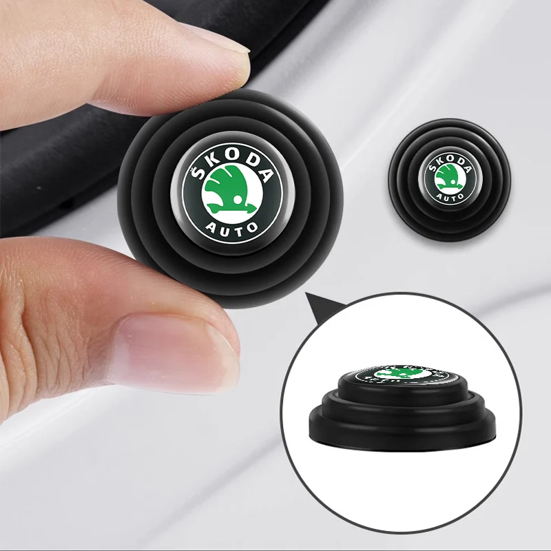 Car Door Shock Absorber Gasket Anti-collision Silicone Sticker Pads For Skoda Octavia Rapid Fabia S Logo A7 Superb KAMIQ