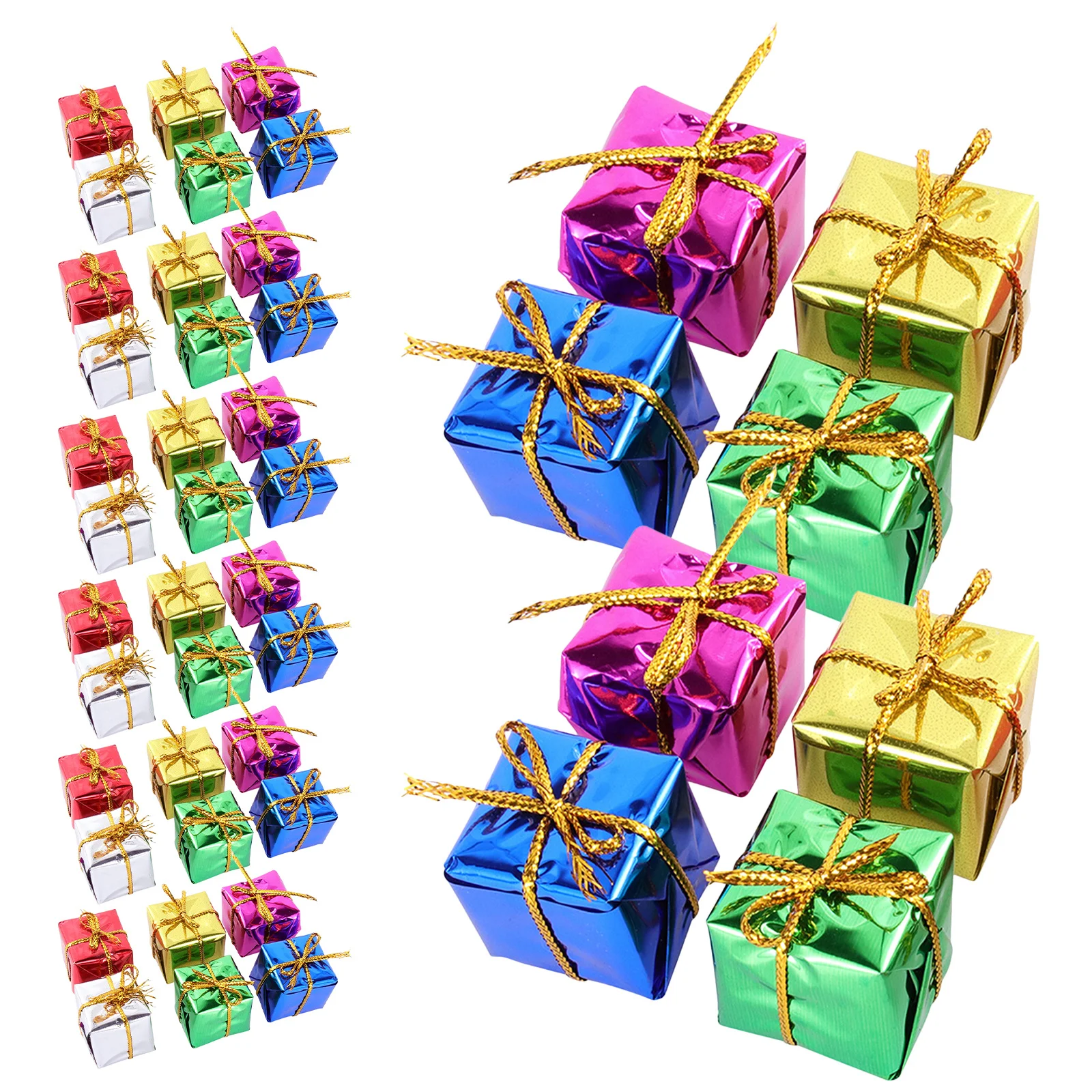 

96Pcs Miniature Ornaments Festive Christmas Gift Box Pendant Easy Assembly for Holiday Tree and Table Centerpiece Decor
