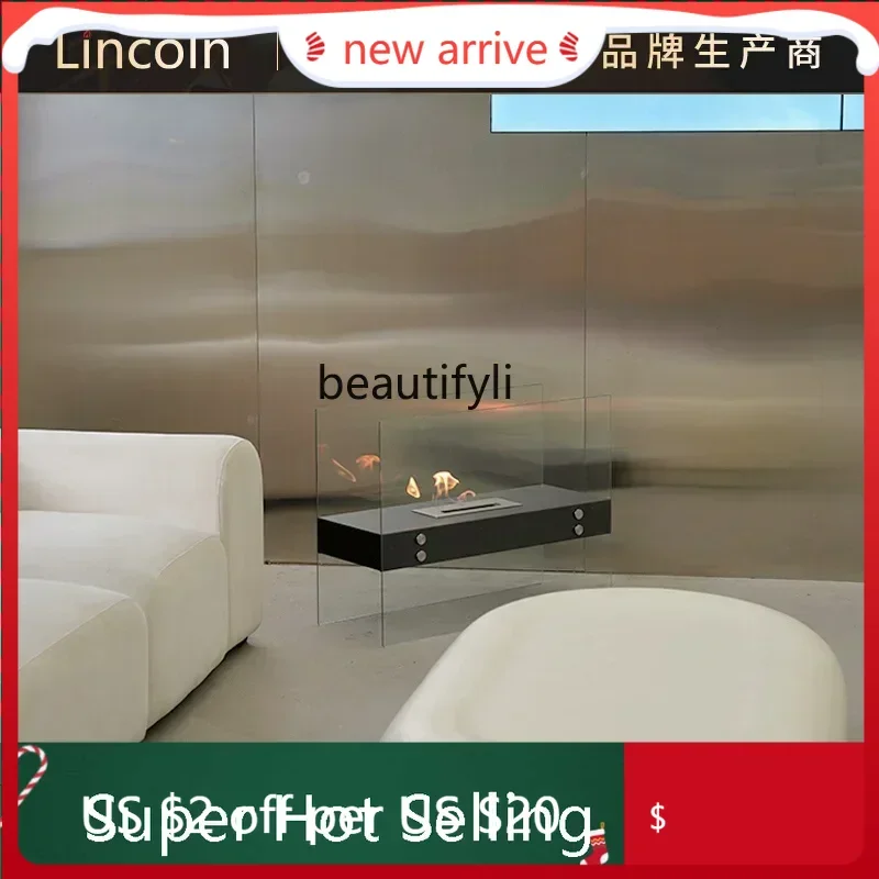 

S132 Nordic modern fireplace TV wall custom indoor real flame ornament ethanol