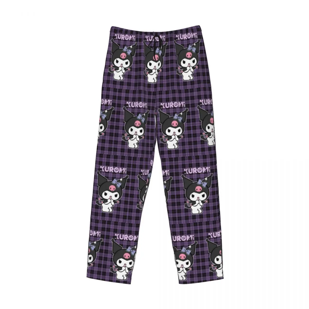 Pantalones de pijama Kuromi impresos personalizados para hombres Pantalones de dormir calientes cómicos con bolsillos